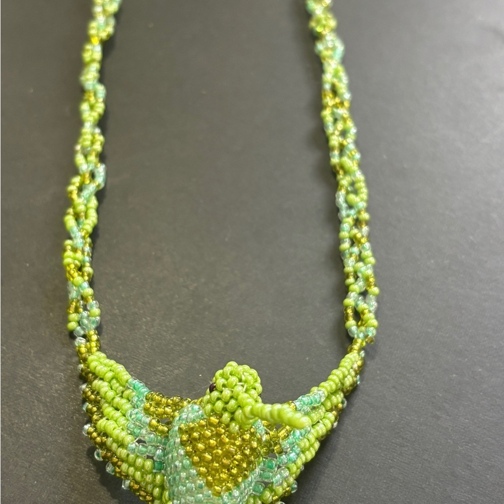 All beaded hummingbird necklace. Native American made. - Picture 3 of 7